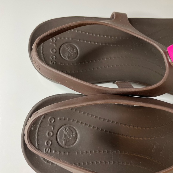 Crocs Brown/Pink Serena Flip Flop Sandals Thong Womens Size 7W Back Straps - Picture 5 of 8